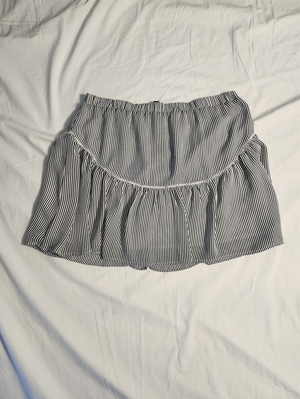 Banana Republic Black & White Striped Ruffle Mini Skirt